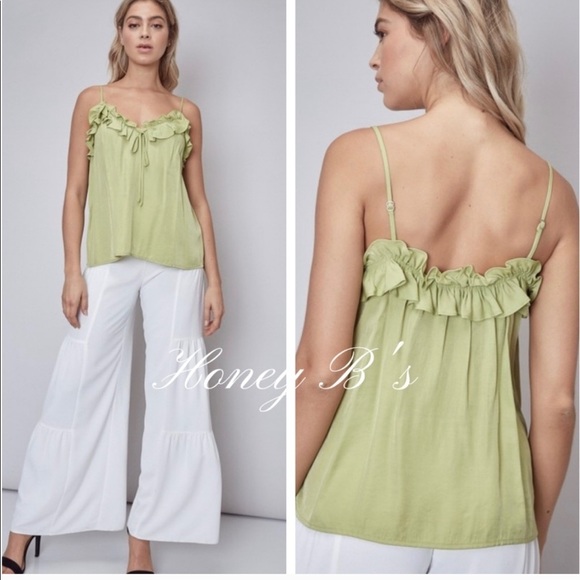 New! Sale 🔥Lime ruffled sweetheart neckline tank top - Picture 2 of 6
